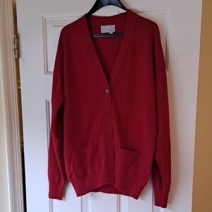 Aquasculum of London 100% cashmere Mens Red Vintage cardigan